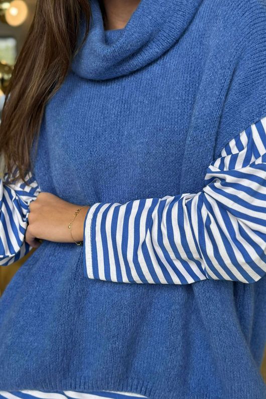 Morag Cowl Knit Tank Soft Cobalt /8 =